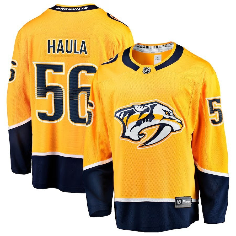 Nashville Predators #56 Erik Haula Home Breakaway Jersey - Gold Hockey Jersey hockey jersey product view 1