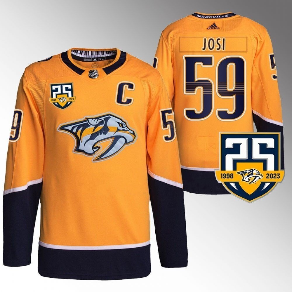 Nashville Predators #59 Roman Josi 25th Anniversary Home Gold 2023-24 Jersey Hockey Jersey hockey jersey product view 1