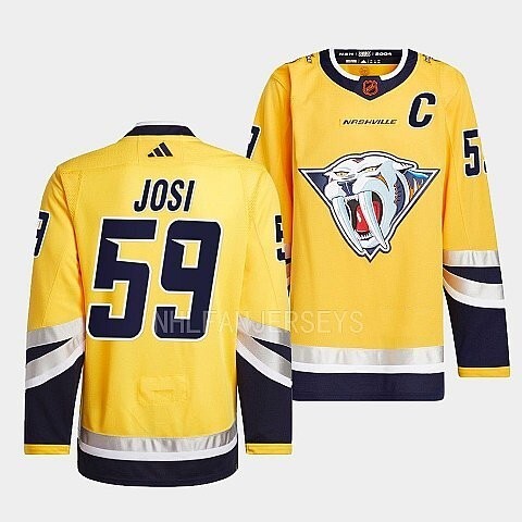Nashville Predators #59 roman-josi-yellow-2022reverse-retro-2.0-authentic-primegreen-jersey_conew1 hockey jersey product view 1