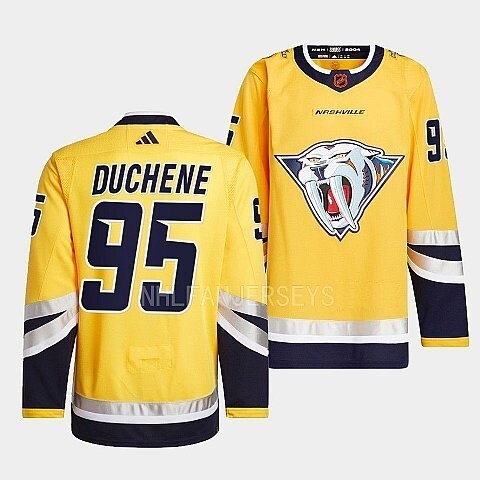 Nashville Predators #95 matt-duchene-yellow-2022reverse-retro-2.0-authentic-primegreen-jersey_conew1 hockey jersey product view 1