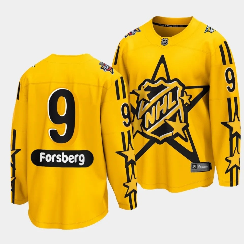 Nashville Predators #9 Filip Forsberg 2024 NHL All-Star Yellow Jersey Style 2 Hockey Jersey hockey jersey product view 1