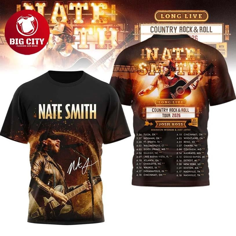Nate Smith Country Tour 2026 Two Sided Shirt Unisex T-shirt, Sweatshirt, Hoodie, Long Sleeve Tee - T-Shirt, Sweatshirt, Hoodie