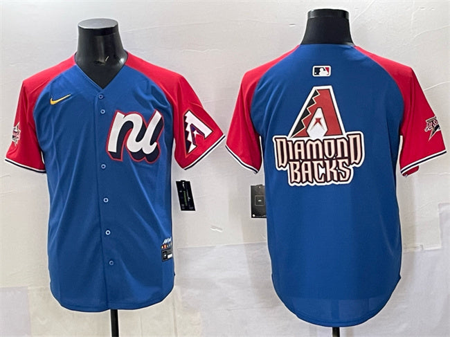 National League Arizona Diamondbacks Team Big Logo Blue Red Alternate 2025 All-Star Baseball Jersey baseball jersey product view 1