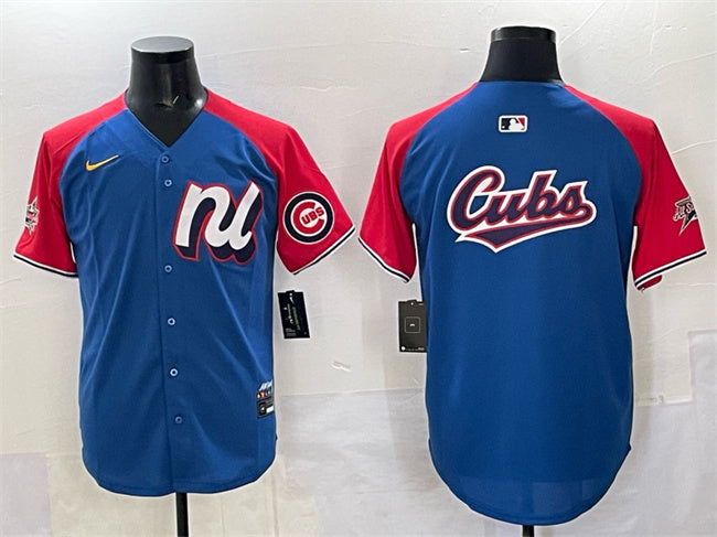 National League Chicago Cubs Team Big Logo Blue Red Alternate 2025 All-Star Edition Baseball Jersey baseball jersey product view 1