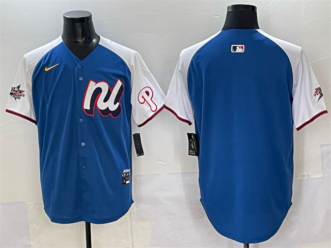 National League Philadelphia Phillies Blank Blue Alternate 2025 All-Star Edition Baseball Jersey baseball jersey product view 1