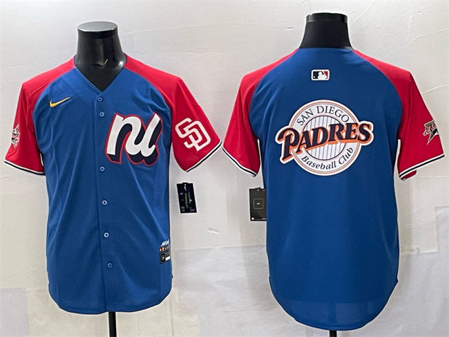 National League San Diego Padres Team Big Logo Blue Red Alternate 2025 All-Star Baseball Jersey baseball jersey product view 1
