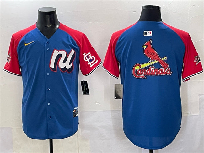 National League St. Louis Cardinals Team Big Logo Blue Red Alternate 2025 All-Star Football Jersey football jersey product view 1