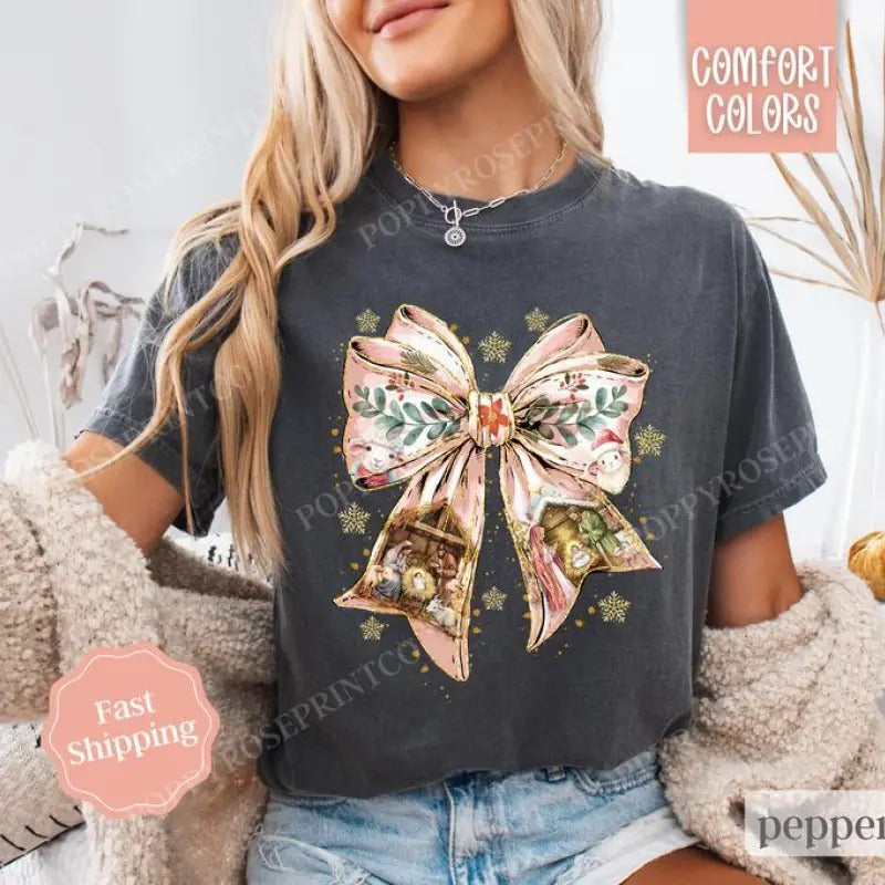 Nativity Bow Religious - Adult & Kids T-Shirts, Sweatshirts & Hoodies apparel design preview 1
