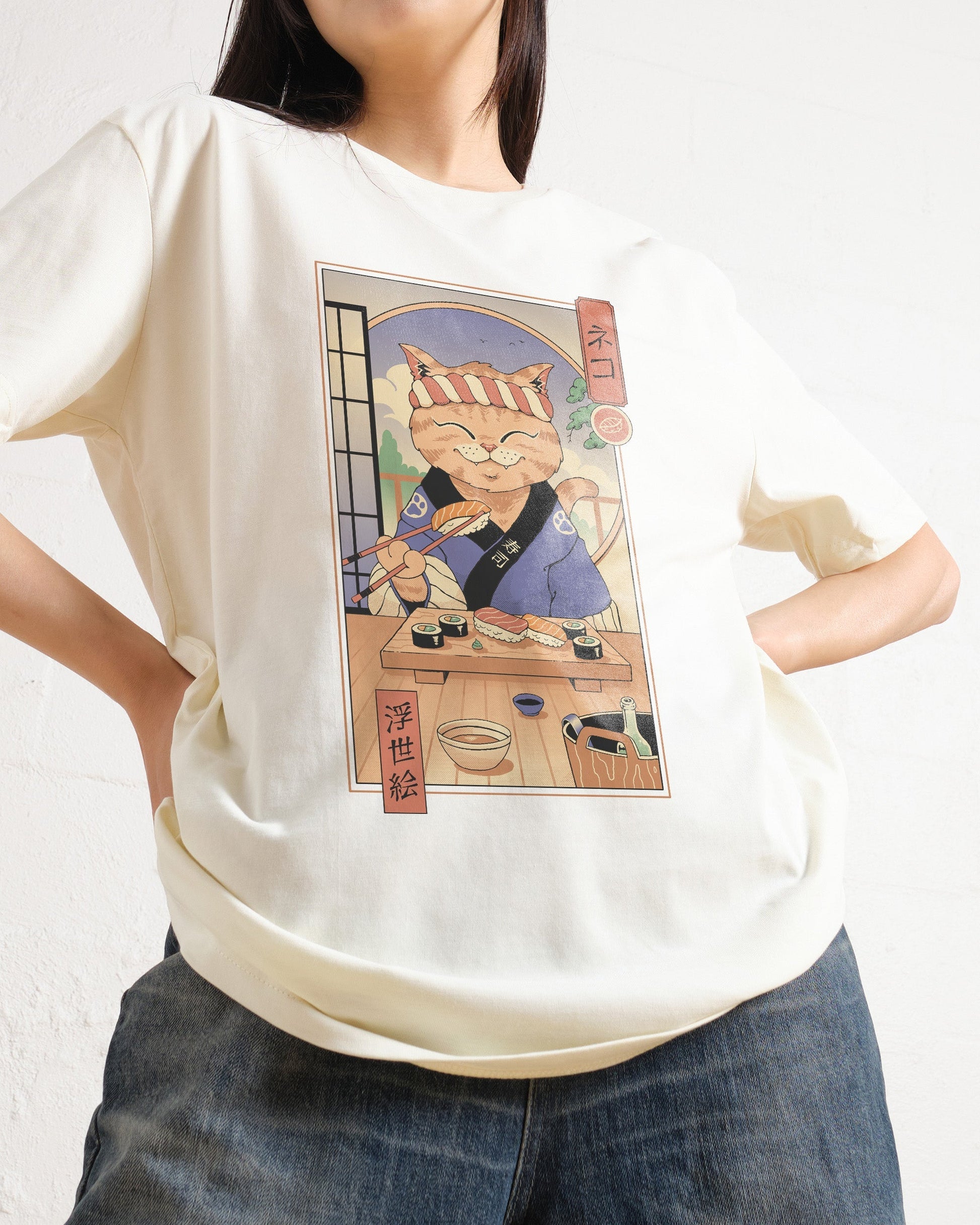 Sushi Cat in Edo T-Shirt Unisex T-shirt, Sweatshirt, Hoodie, Long Sleeve Tee - T-Shirt, Sweatshirt, Hoodie