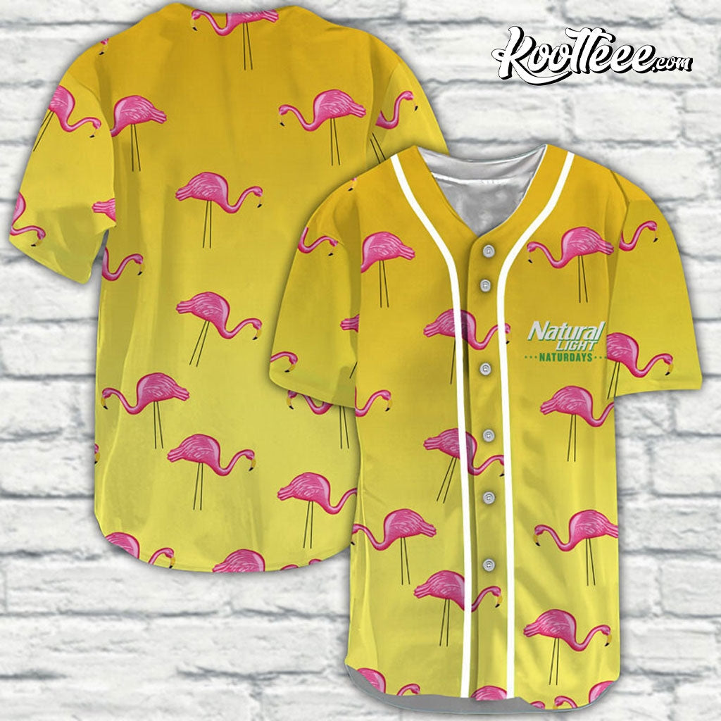 Natural Light Naturdays Pink Flamingo Baseball Jersey baseball jersey product view 1