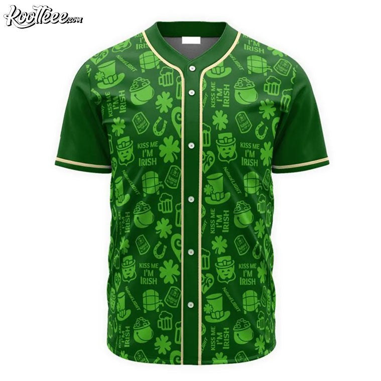 Natural Light Saint Patrick’s Day Doodle Pattern Baseball Jersey baseball jersey product view 1