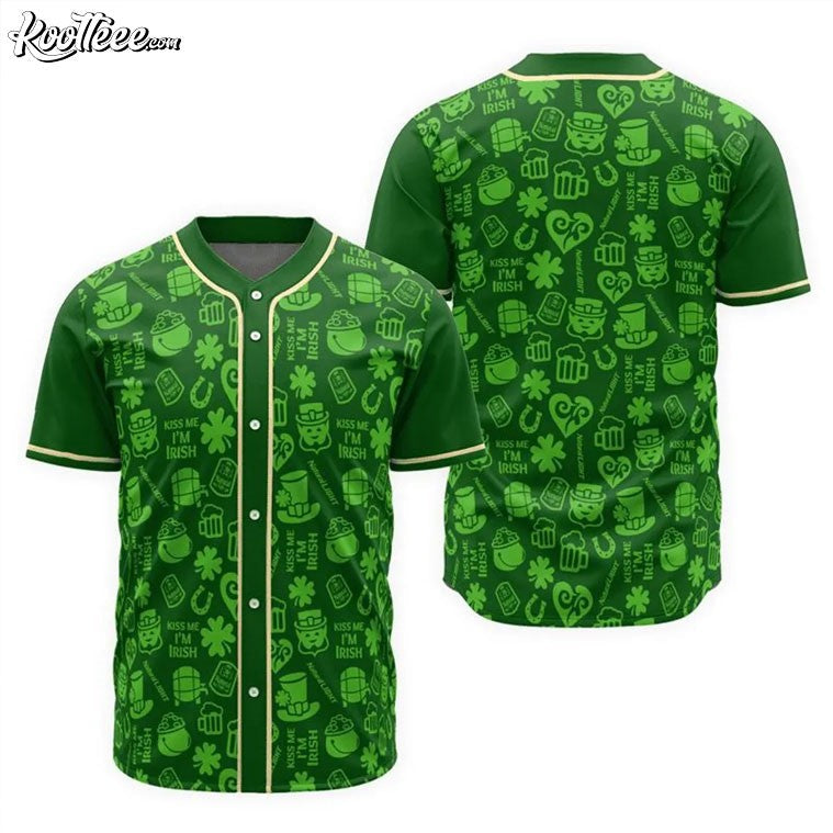 Natural Light Saint Patrick’s Day Doodle Pattern Baseball Jersey baseball jersey product view 2