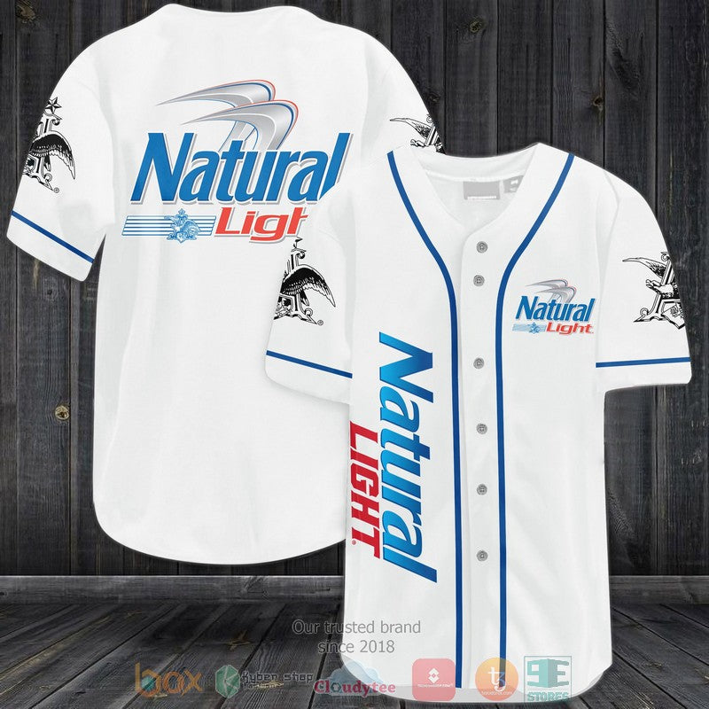 Natural Light white Baseball shirt baseball jersey product view 1