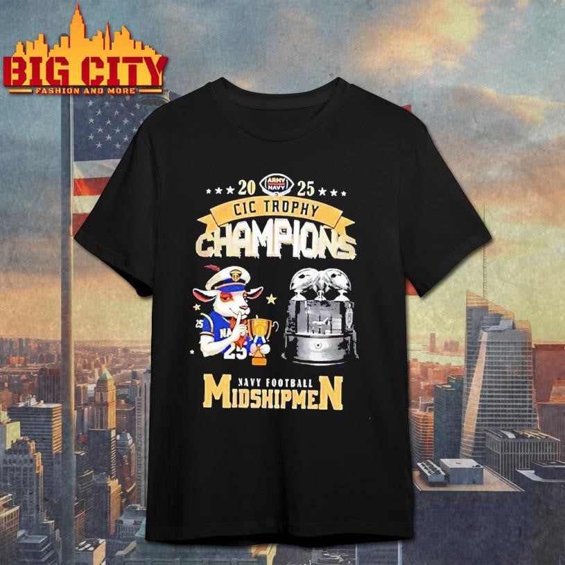 Navy Midshipmen 2025 CIC Trophy Champions Mascot Shirt Unisex T-shirt, Sweatshirt, Hoodie, Long Sleeve Tee - T-Shirt, Sweatshirt, Hoodie