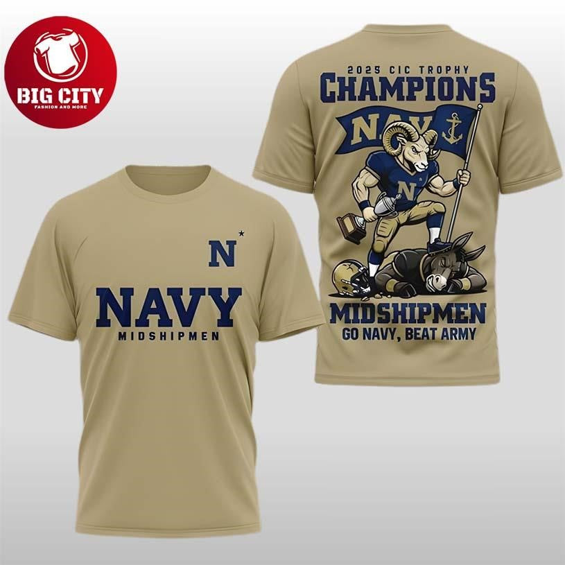 Navy Midshipmen 2025 CIC Trophy Champions NCAA Football Two Sided Shirt Unisex T-shirt, Sweatshirt, Hoodie, Long Sleeve Tee - T-Shirt, Sweatshirt, Hoodie