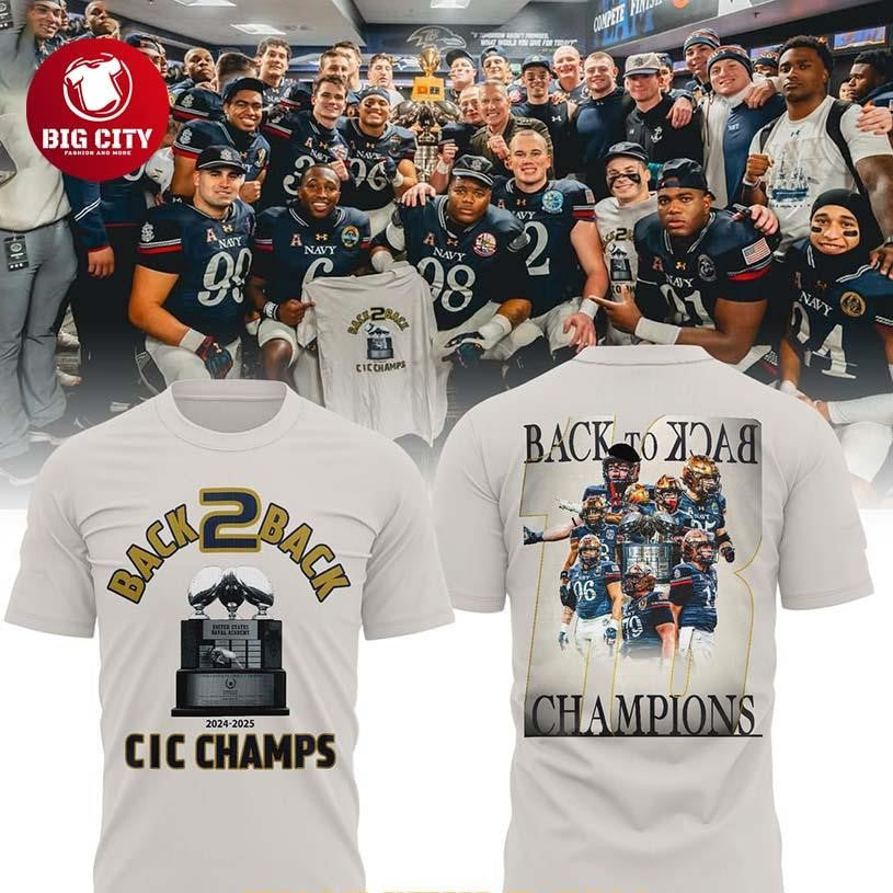 Navy Midshipmen CIC 2025 Trophy Army-Navy Game Champions Two Sided Shirt Unisex T-shirt, Sweatshirt, Hoodie, Long Sleeve Tee - T-Shirt, Sweatshirt, Hoodie