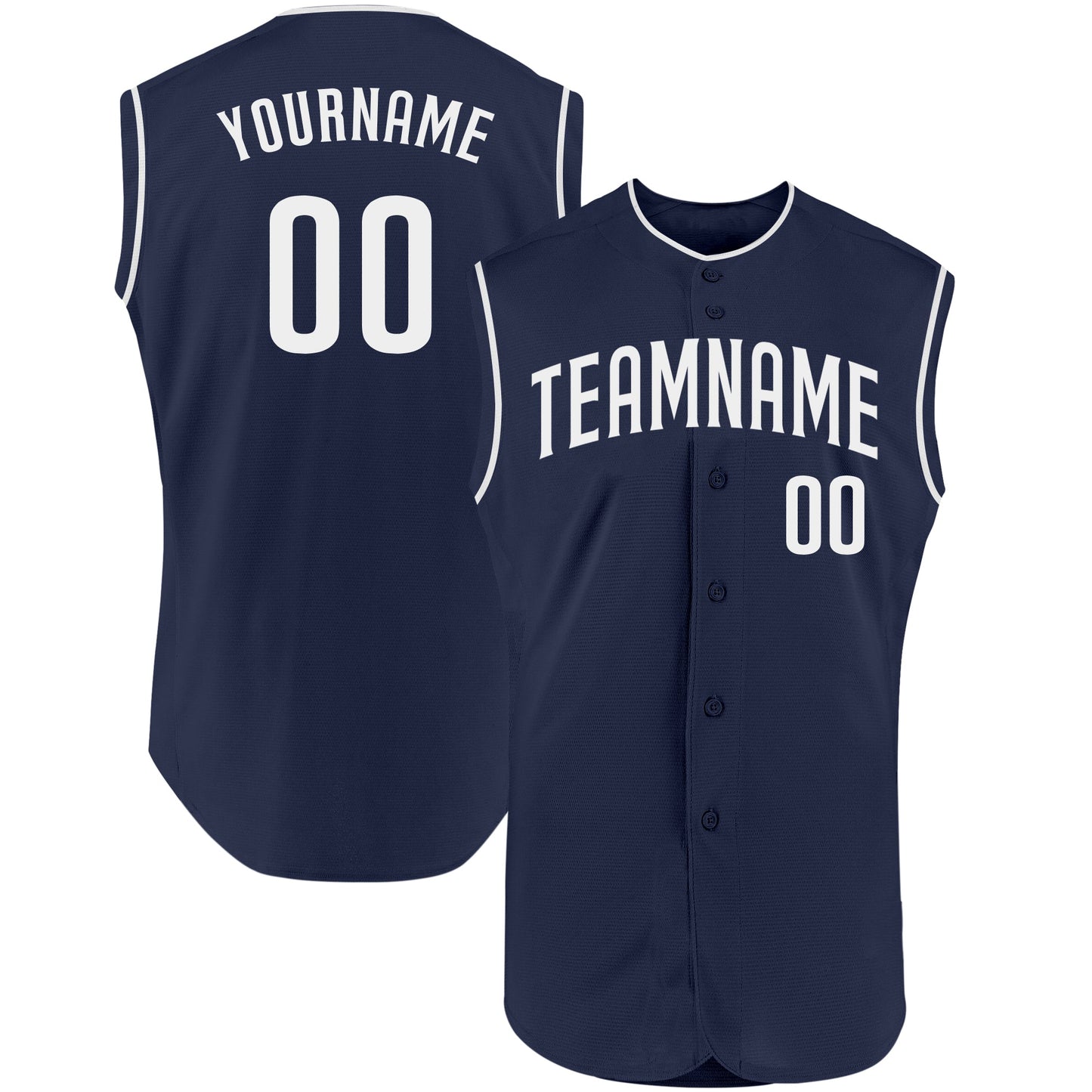 Custom Navy White Authentic Sleeveless Baseball Jersey baseball jersey product view 1