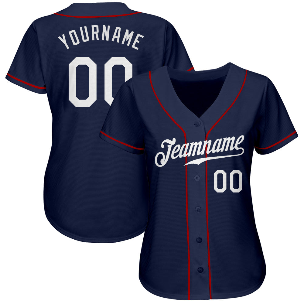 Custom Navy White Authentic Baseball Jersey baseball jersey product view 2