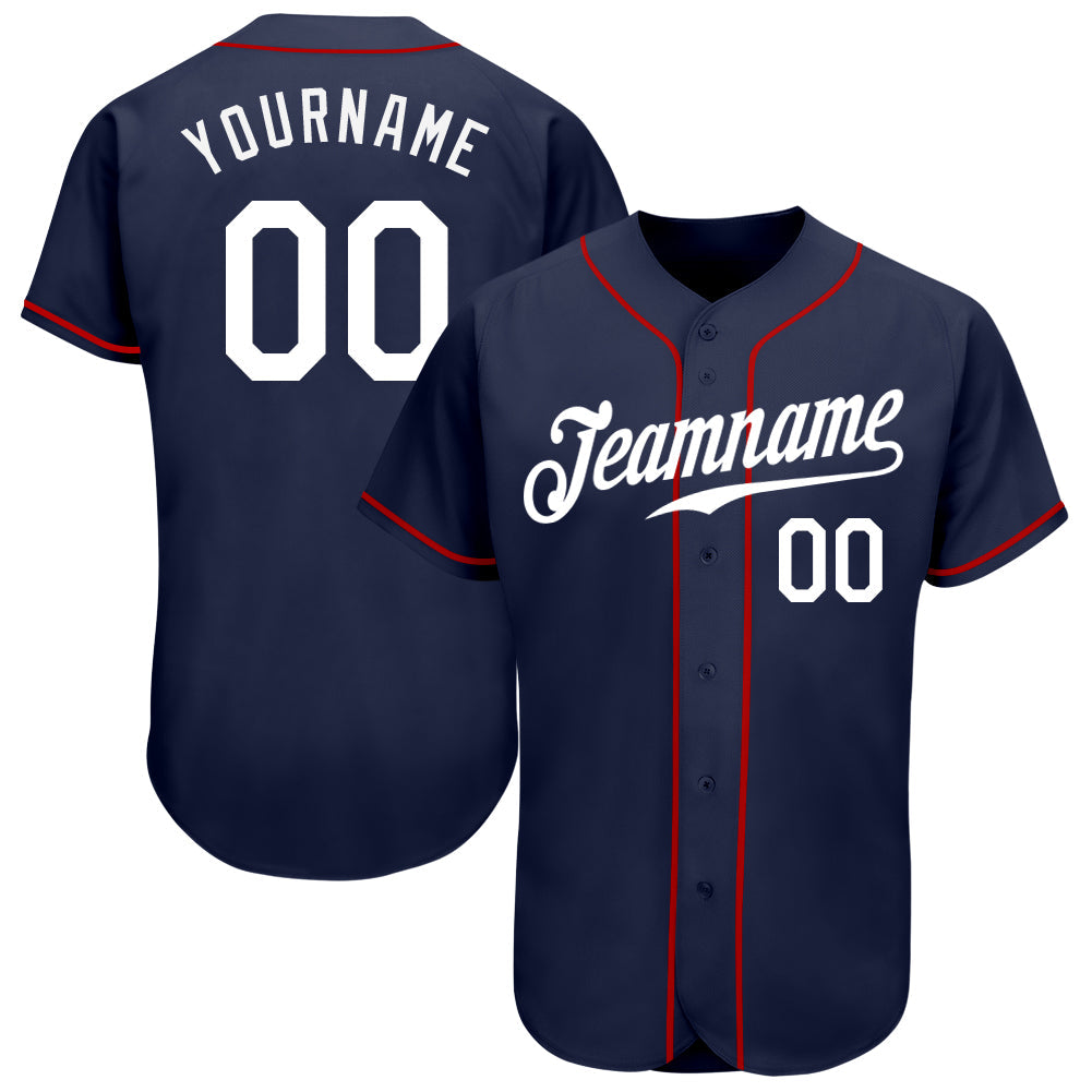 Custom Navy White Authentic Baseball Jersey baseball jersey product view 1