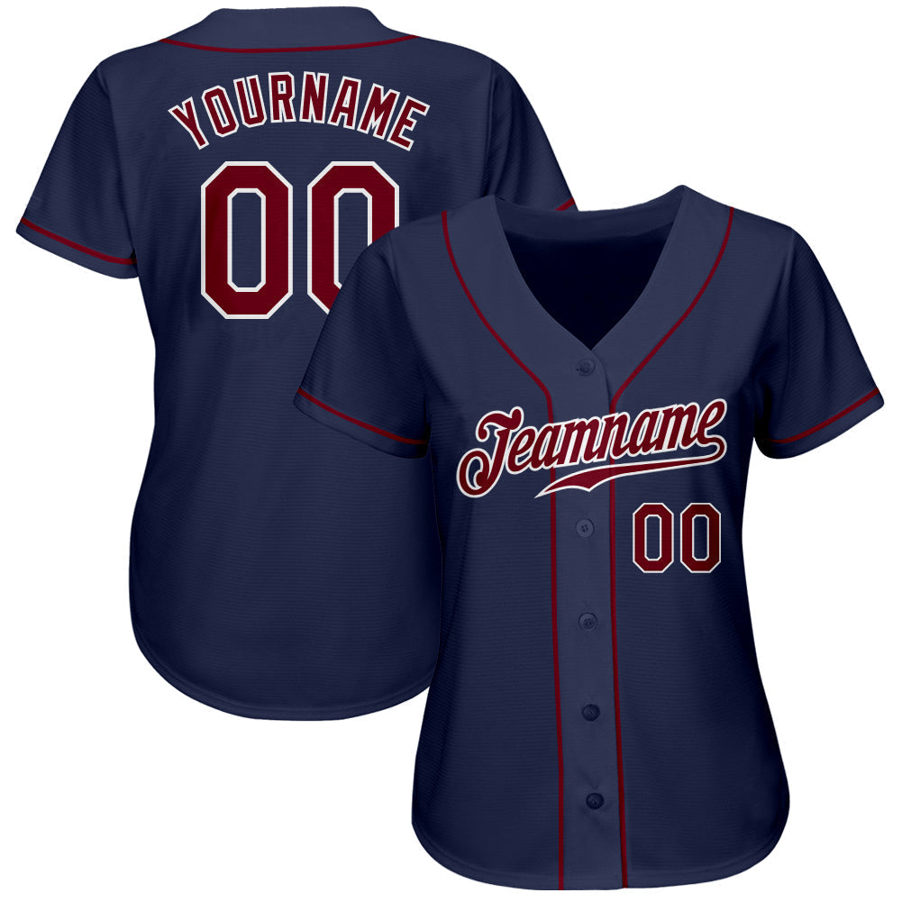 Custom Navy Crimson-White Authentic Baseball Jersey baseball jersey product view 2