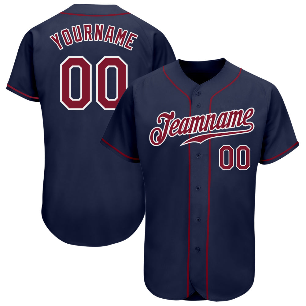 Custom Navy Crimson-White Authentic Baseball Jersey baseball jersey product view 1