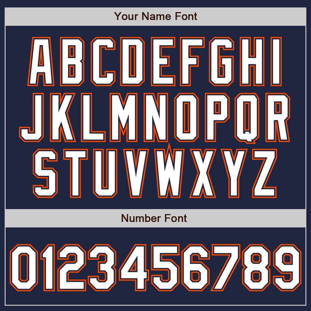 Custom Navy White-Orange Authentic Baseball Jersey baseball jersey product view 5