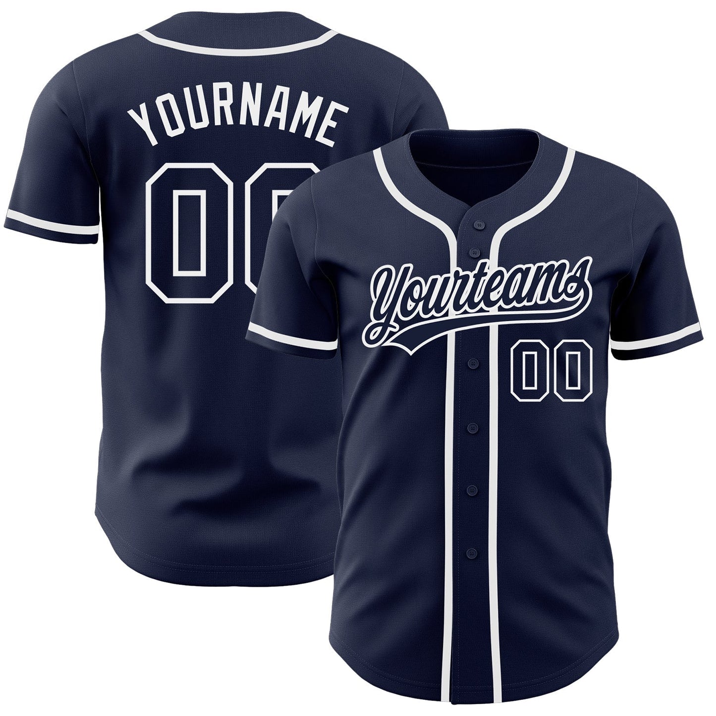 Custom Navy Navy-White Authentic Baseball Jersey baseball jersey product view 1