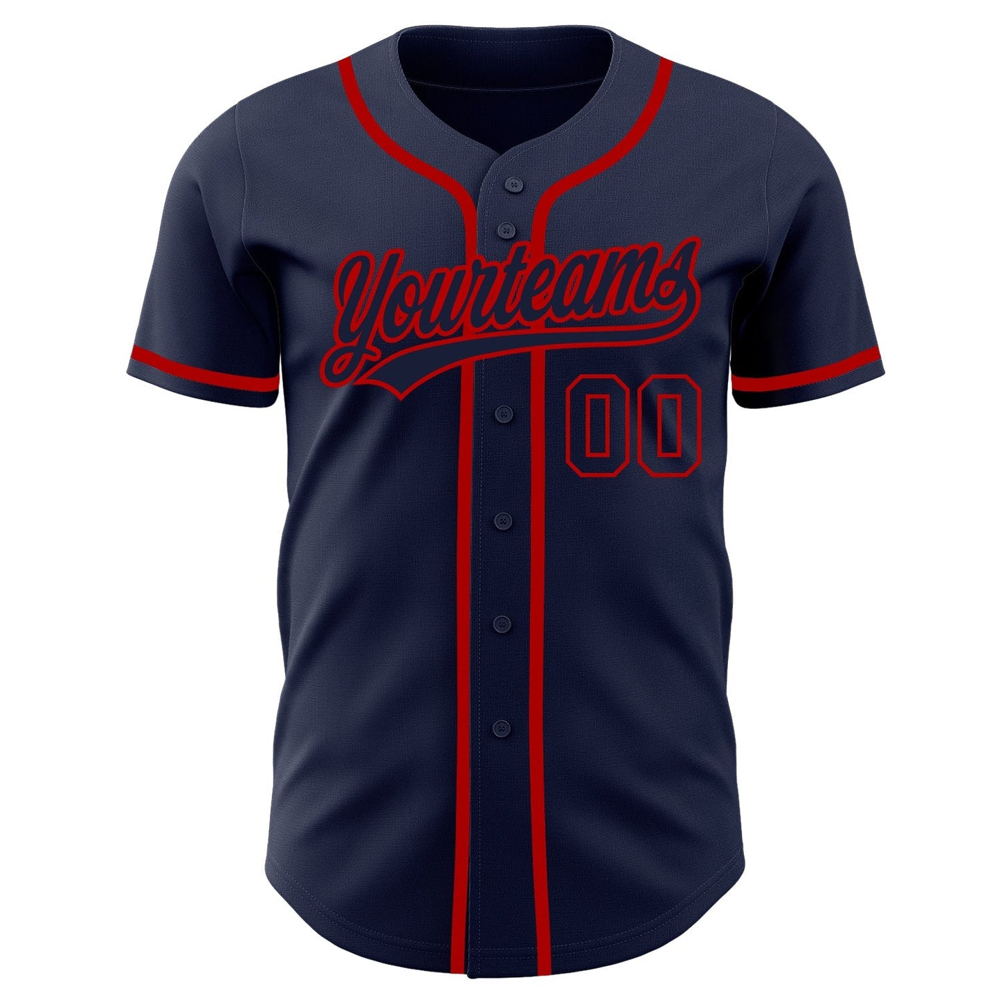 Custom Navy Navy-Red Authentic Baseball Jersey baseball jersey product view 2