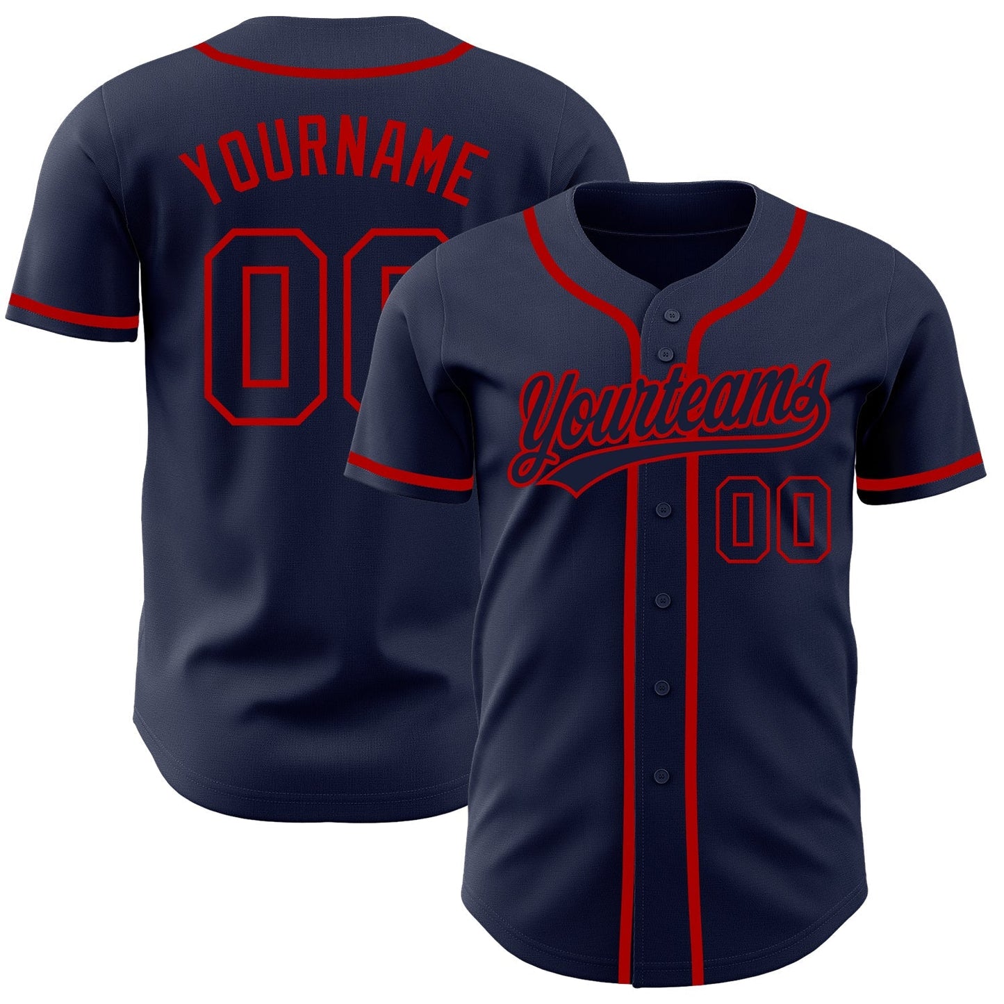 Custom Navy Navy-Red Authentic Baseball Jersey baseball jersey product view 1