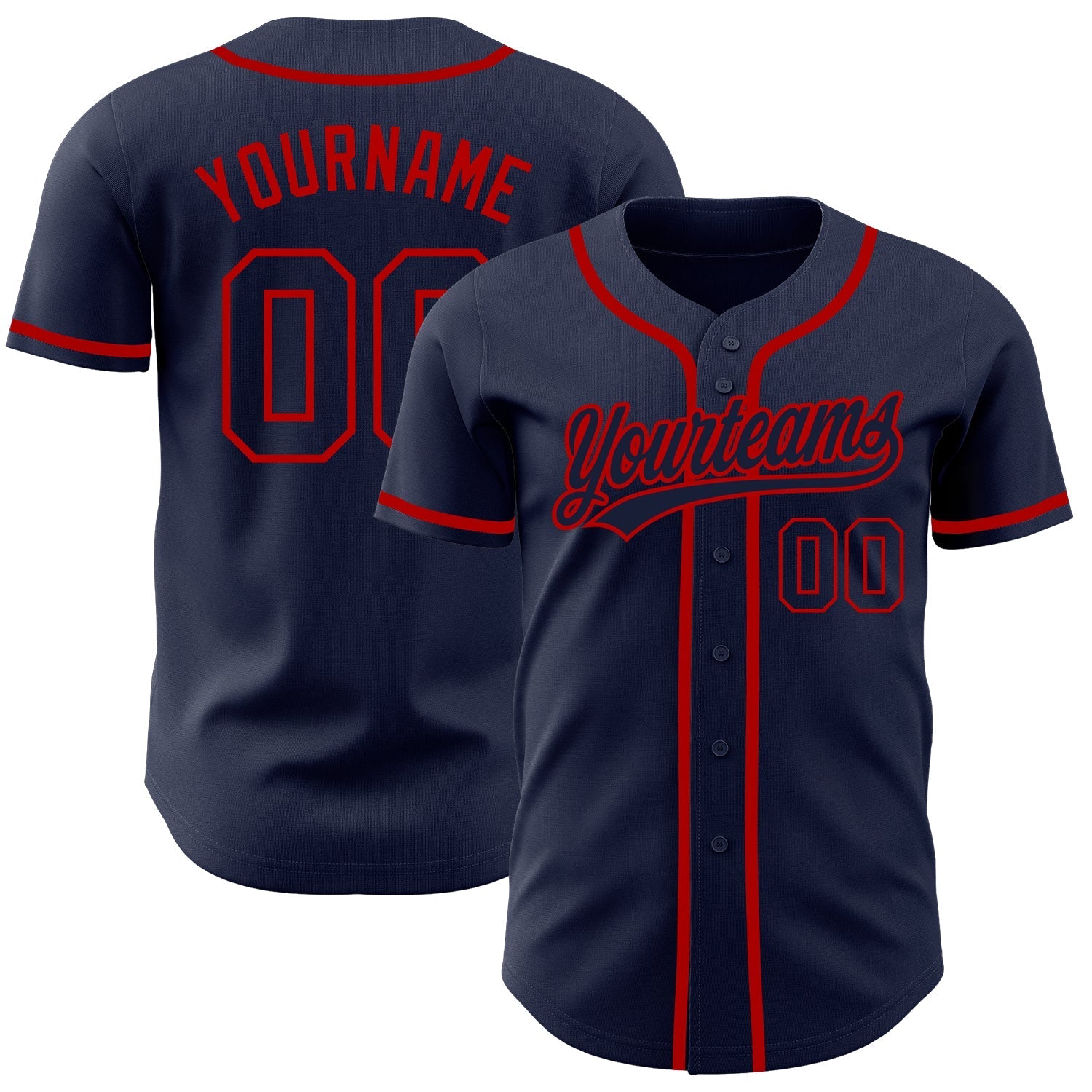 Custom Navy Navy-Red Authentic Baseball Jersey baseball jersey product view 1