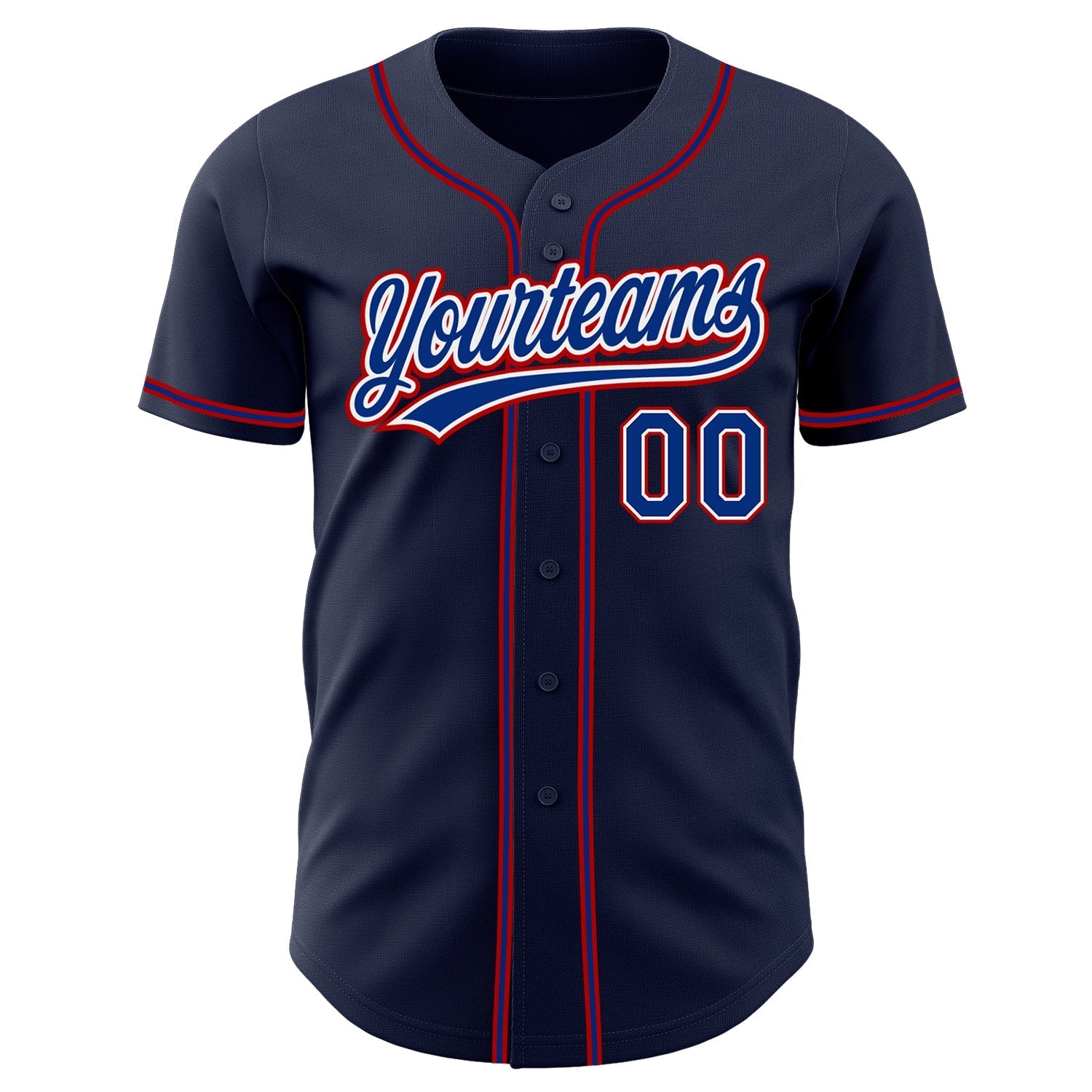 Custom Navy Royal-Red Authentic Baseball Jersey baseball jersey product view 2