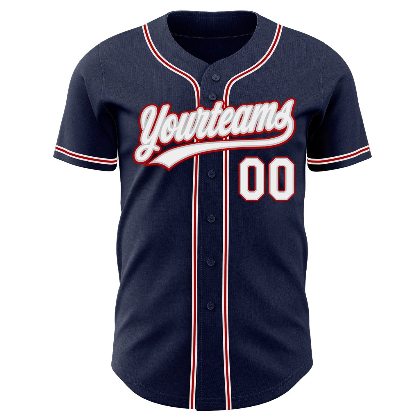 Custom Navy White Gray-Red Authentic Baseball Jersey baseball jersey product view 2