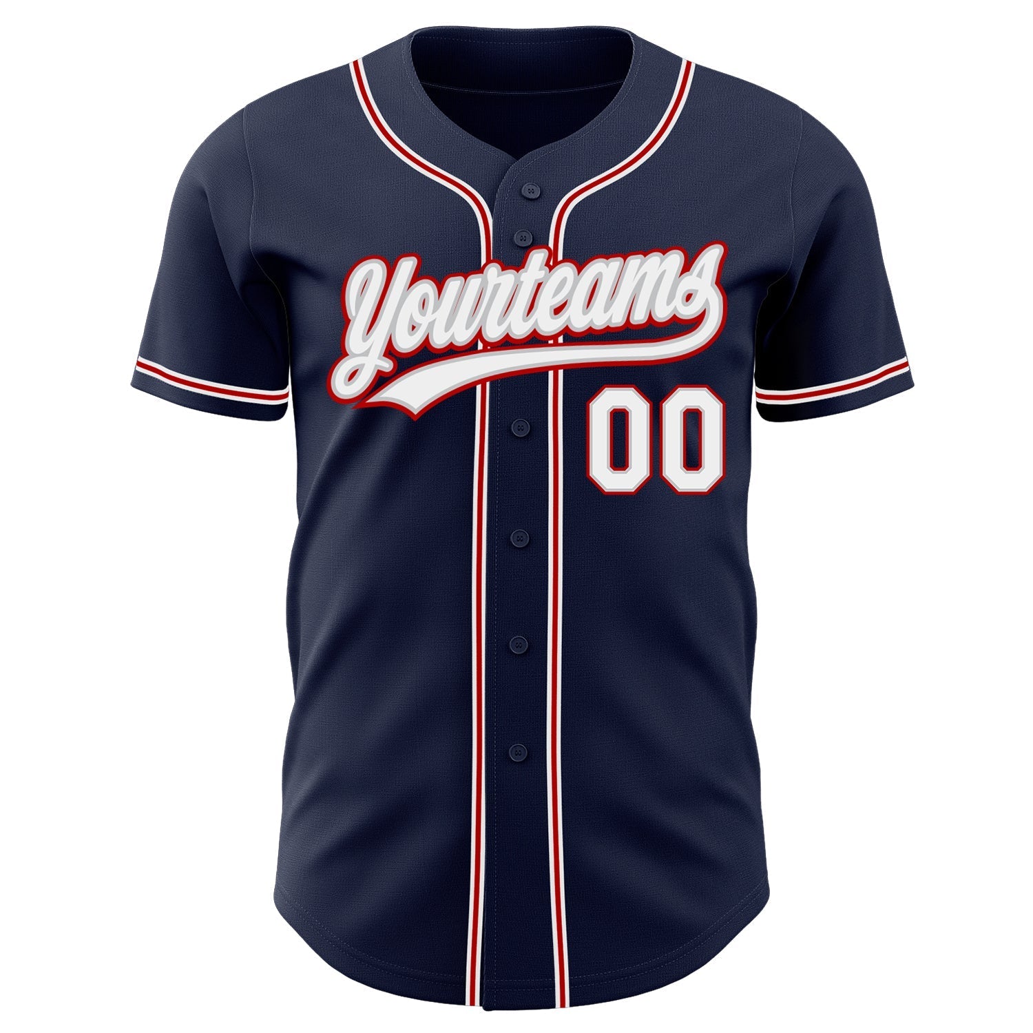 Custom Navy White Gray-Red Authentic Baseball Jersey baseball jersey product view 2