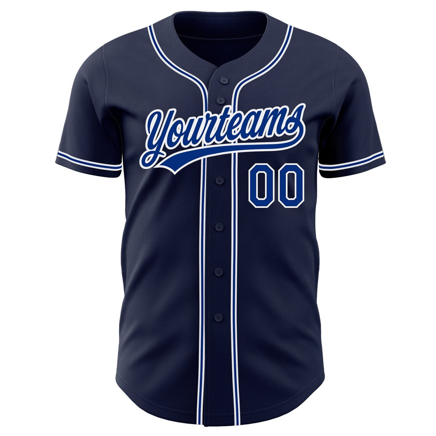 Custom Navy Royal-White Authentic Baseball Jersey baseball jersey product view 2