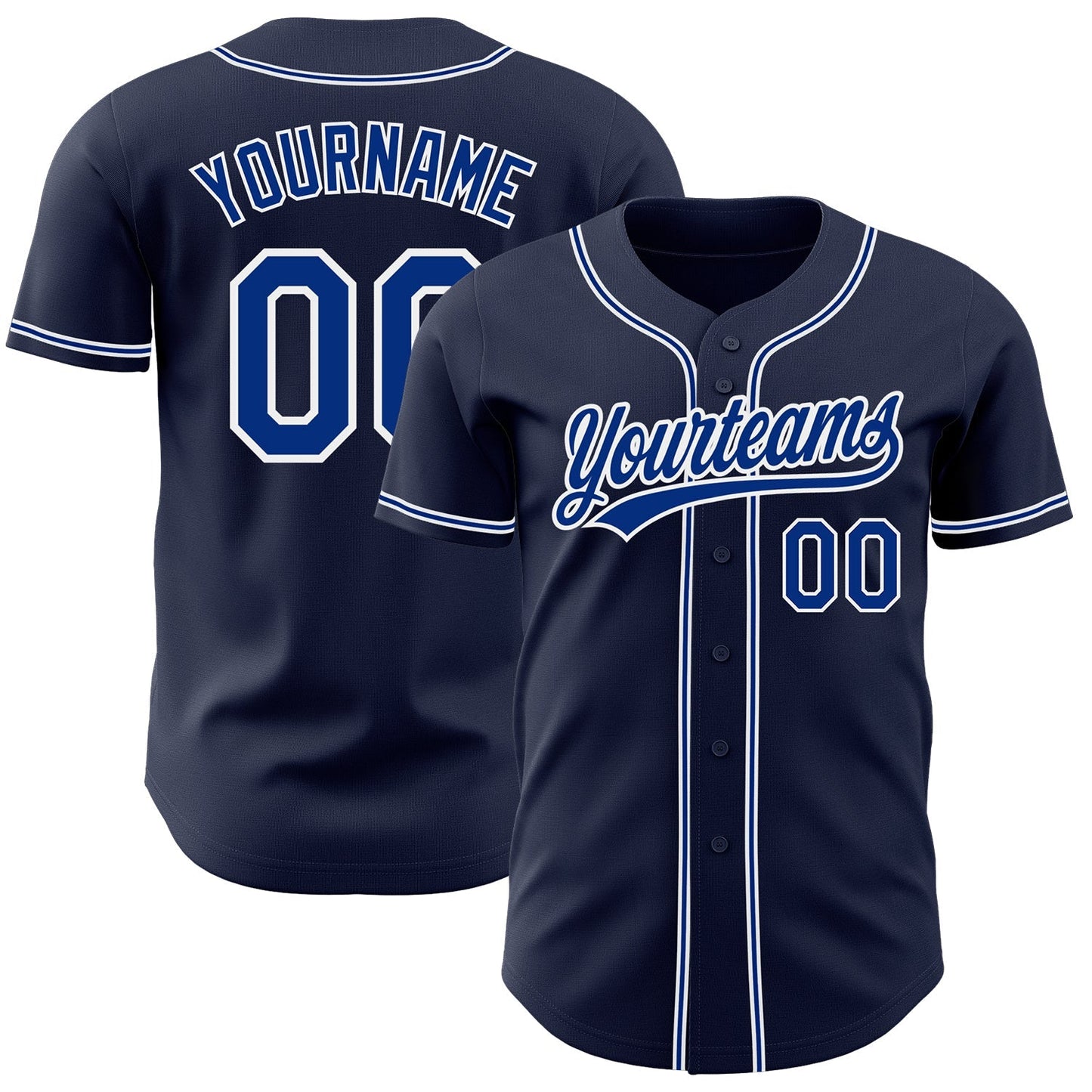 Custom Navy Royal-White Authentic Baseball Jersey baseball jersey product view 1