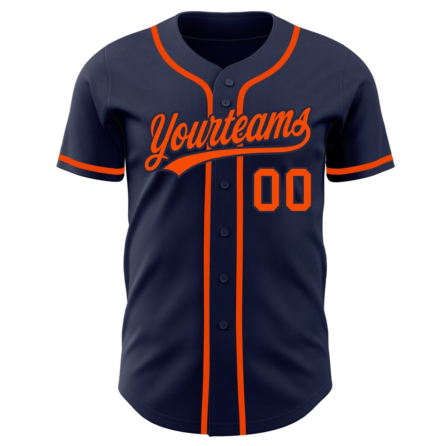 Custom Navy Orange-Navy Authentic Baseball Jersey baseball jersey product view 2