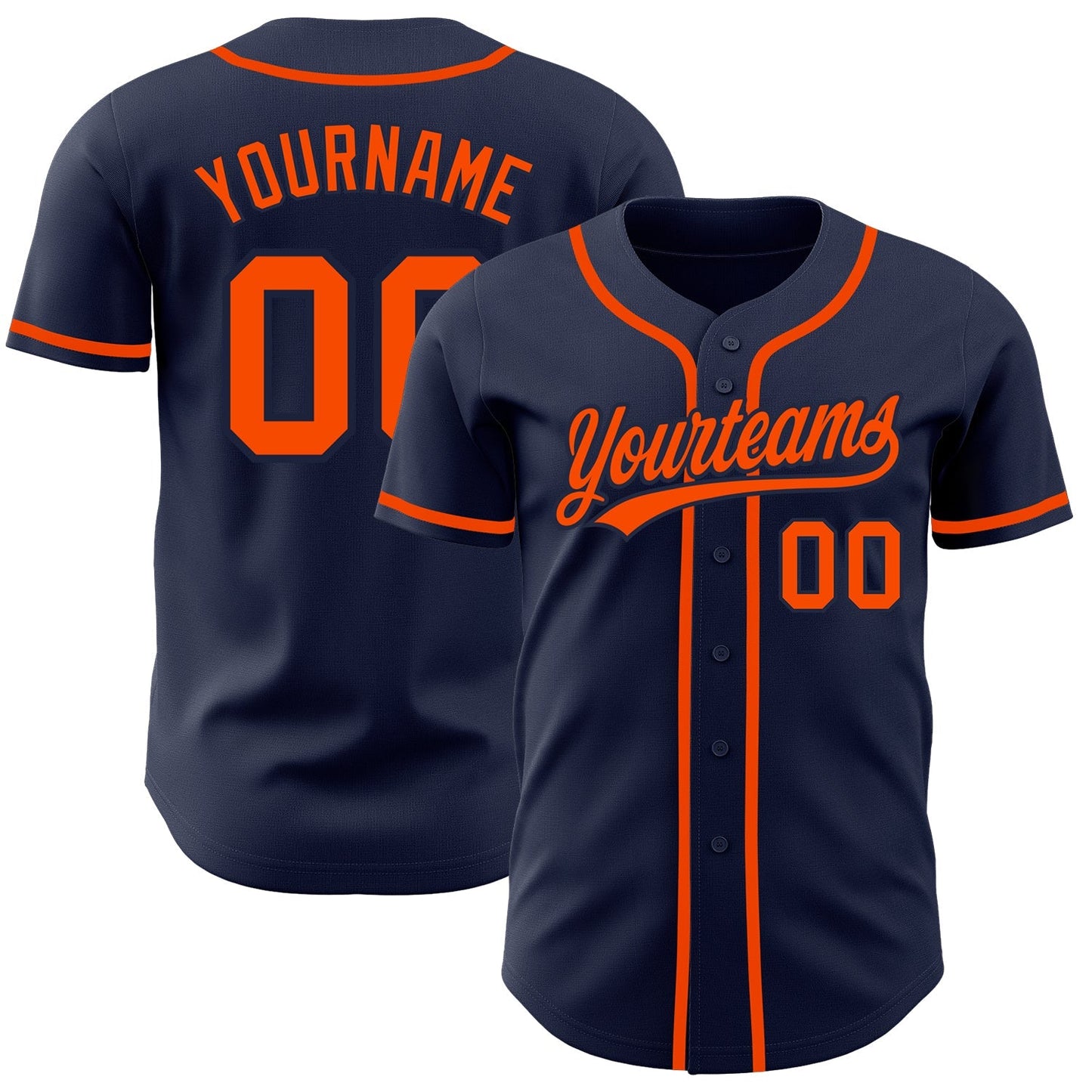 Custom Navy Orange-Navy Authentic Baseball Jersey baseball jersey product view 1