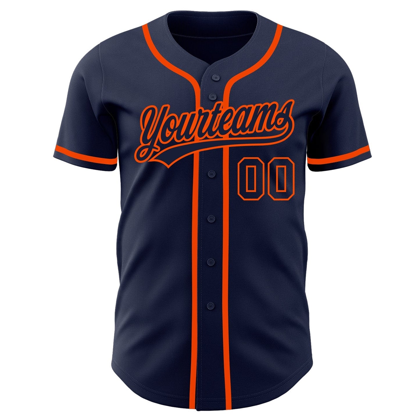 Custom Navy Navy-Orange Authentic Baseball Jersey baseball jersey product view 2