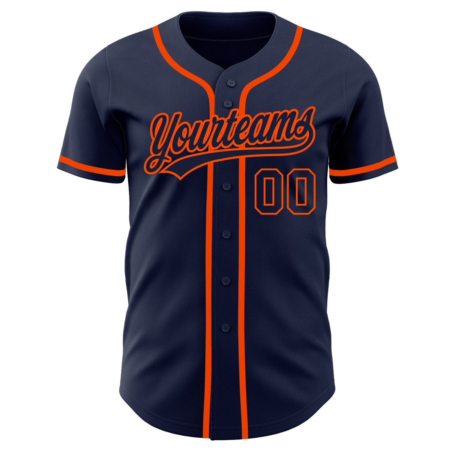 Custom Navy Navy-Orange Authentic Baseball Jersey baseball jersey product view 2