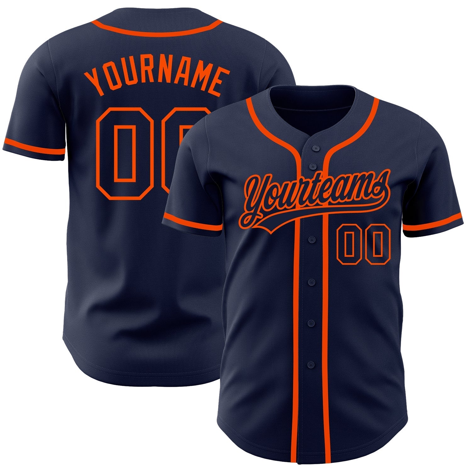 Custom Navy Navy-Orange Authentic Baseball Jersey baseball jersey product view 1