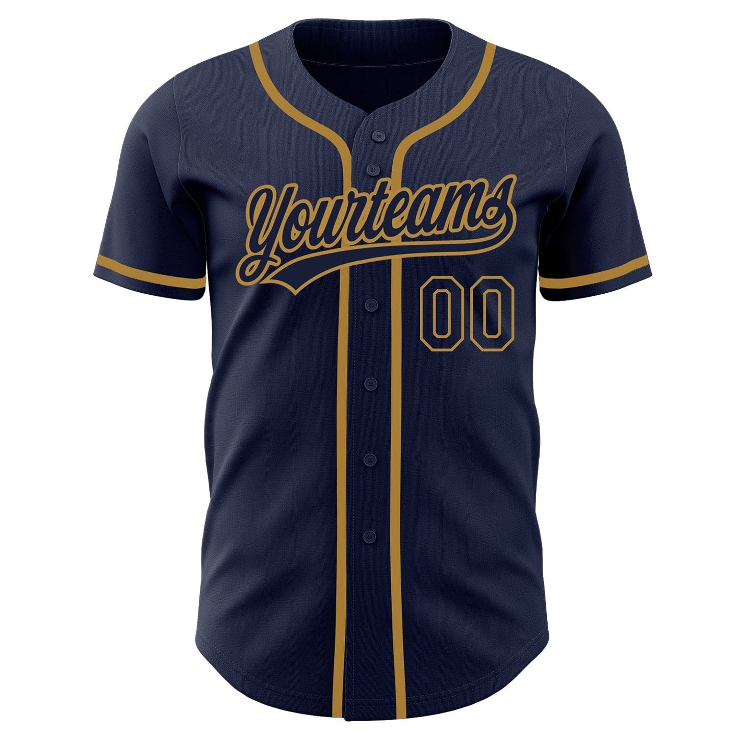 Custom Navy Navy-Old Gold Authentic Baseball Jersey baseball jersey product view 2