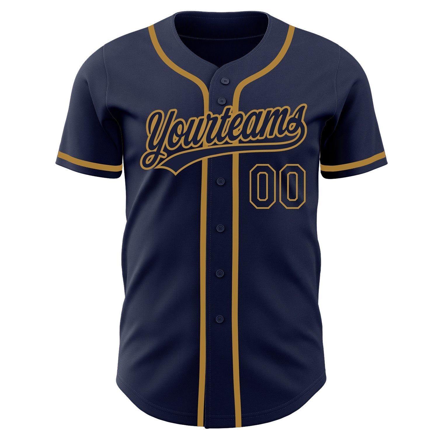 Custom Navy Navy-Old Gold Authentic Baseball Jersey baseball jersey product view 2
