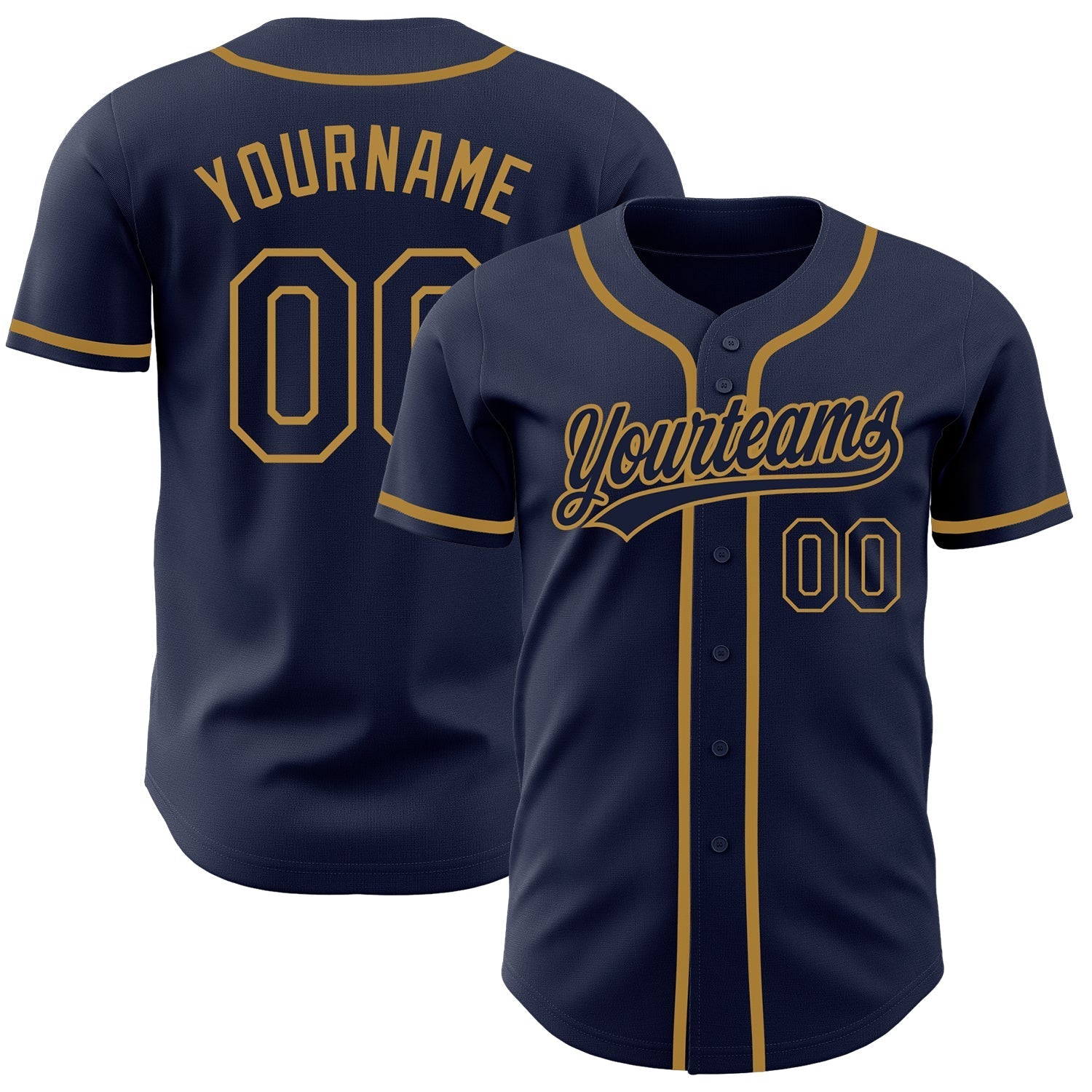 Custom Navy Navy-Old Gold Authentic Baseball Jersey baseball jersey product view 1
