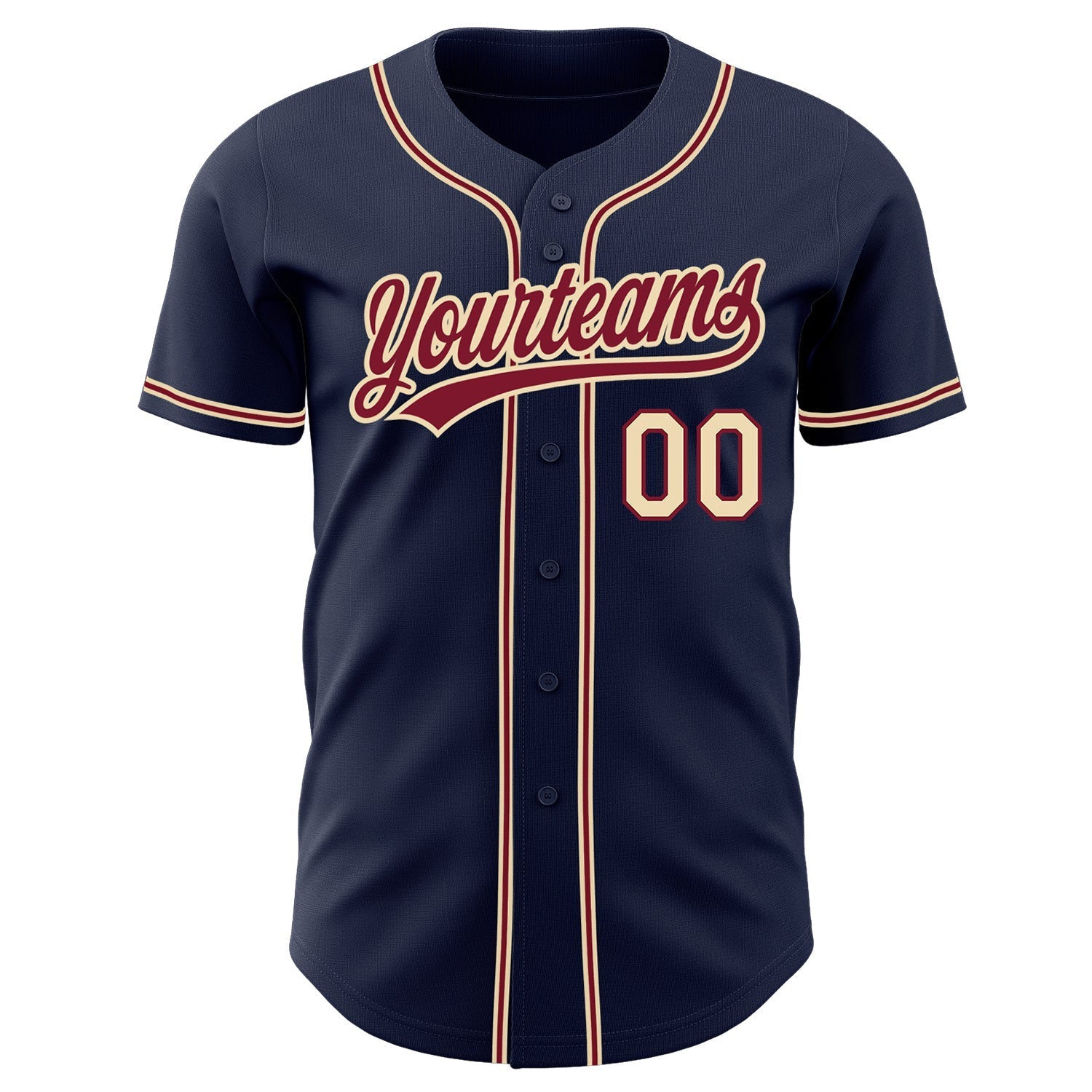 Custom Navy City Cream-Crimson Authentic Baseball Jersey baseball jersey product view 3
