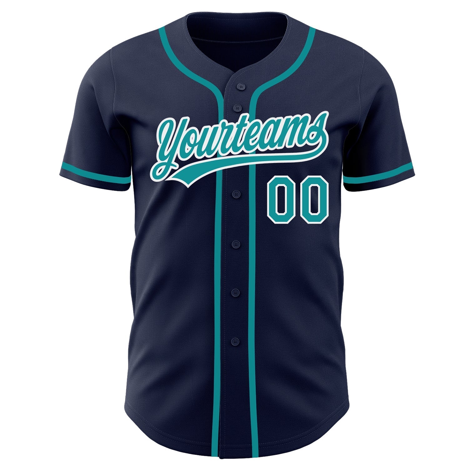 Custom Navy Teal-White Authentic Baseball Jersey baseball jersey product view 2