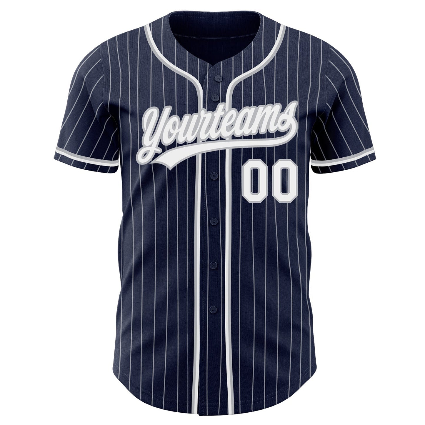 Custom Navy White Pinstripe White-Gray Authentic Baseball Jersey baseball jersey product view 2