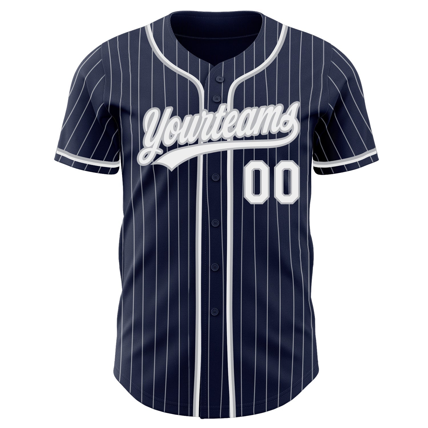 Custom Navy White Pinstripe White-Gray Authentic Baseball Jersey baseball jersey product view 2
