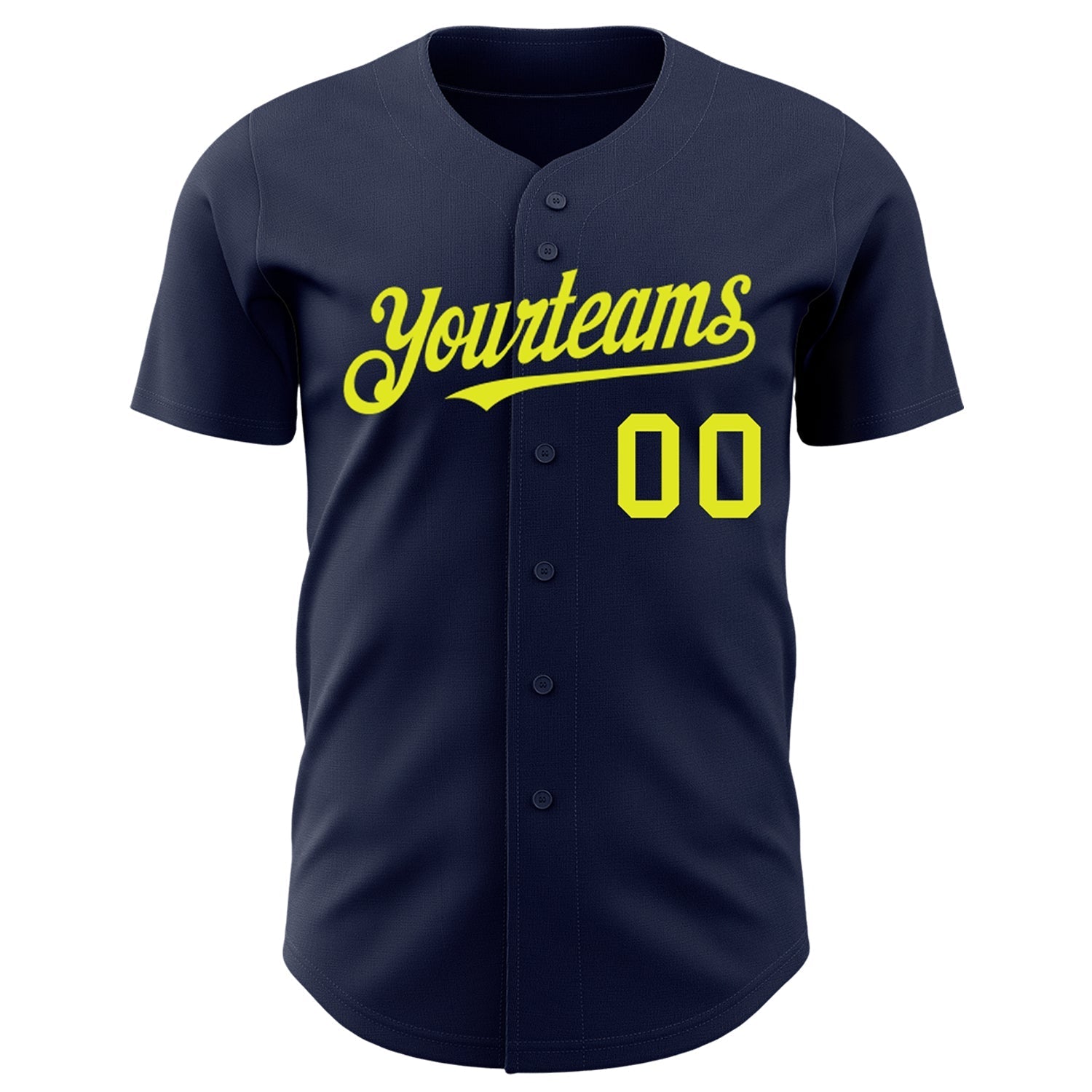 Custom Navy Neon Yellow Authentic Baseball Jersey baseball jersey product view 2