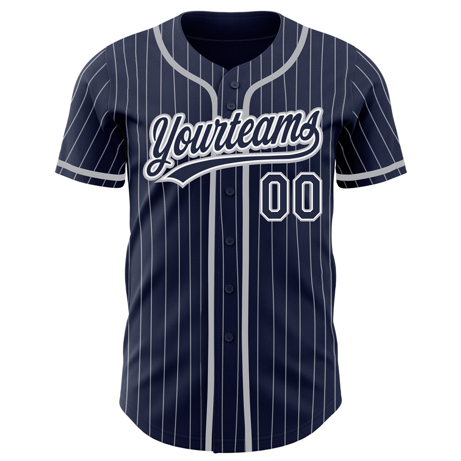 Custom Navy White Pinstripe Gray Authentic Baseball Jersey baseball jersey product view 2