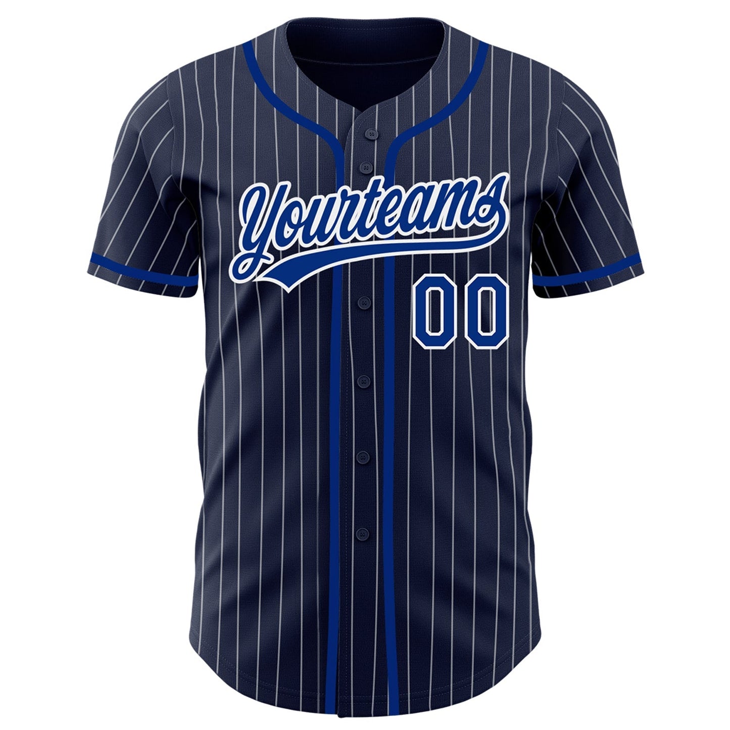 Custom Navy White Pinstripe Royal Authentic Baseball Jersey baseball jersey product view 2